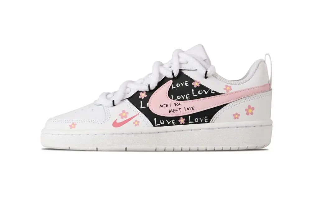 Nike Court Vision 1 Wen Love Abrasion Resistant Low Top Skateboard Shoes Unisex Pink Black