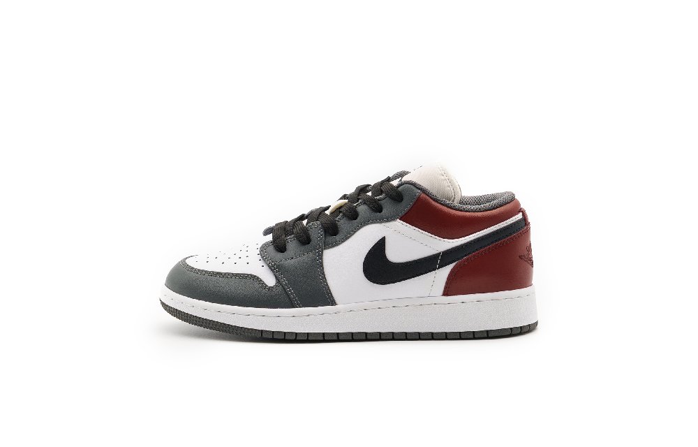 Jordan Air Jordan 1 Low Top Skateboard Shoes Unisex Gray Red White
