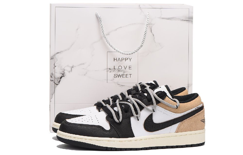 Jordan Air Jordan 1 Chestnut Coverage Low-Top Vintage Basketball Shoes Men's Black Khaki