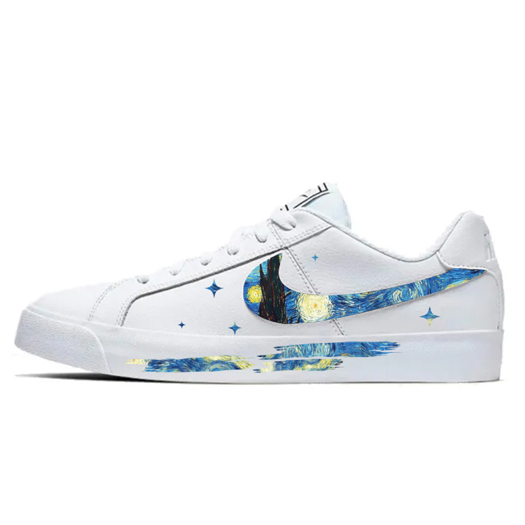 Nike Court Royale Anti Slip Wear Resistant Low Top Skateboard Shoes Unisex White Black