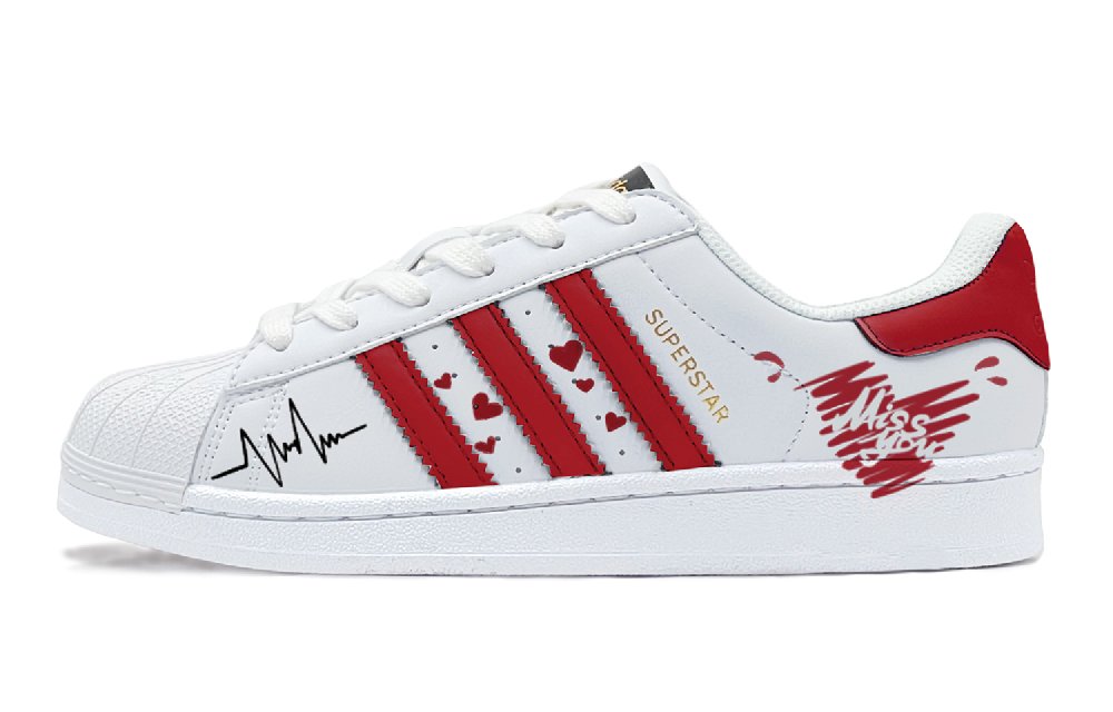 Adidas Originals Superstar Abrasion Resistant Low Top Skateboard Shoes Unisex Red White