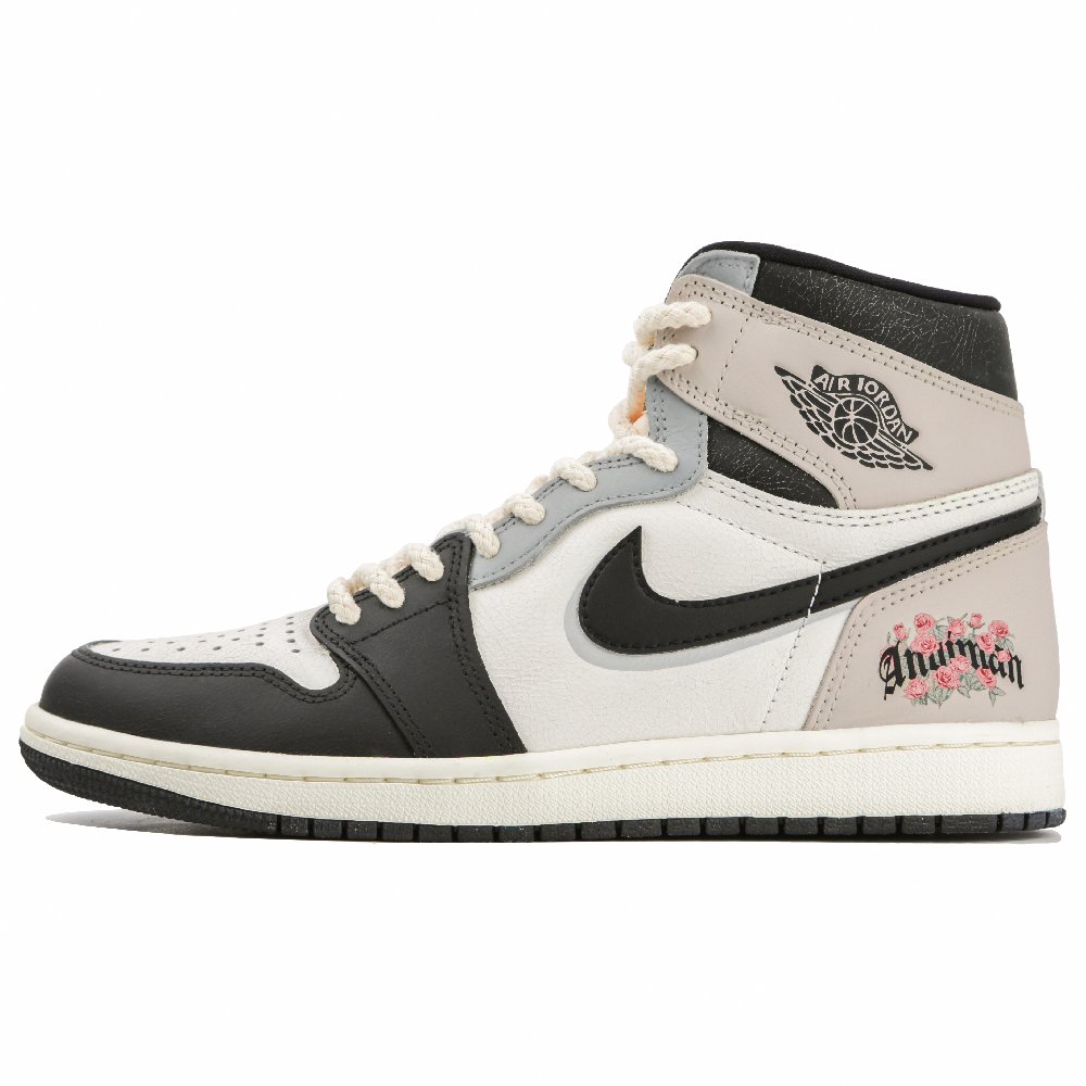 Jordan Air Jordan 1 Slip-Resistant High-Top Vintage Basketball Shoes Unisex Black Pink