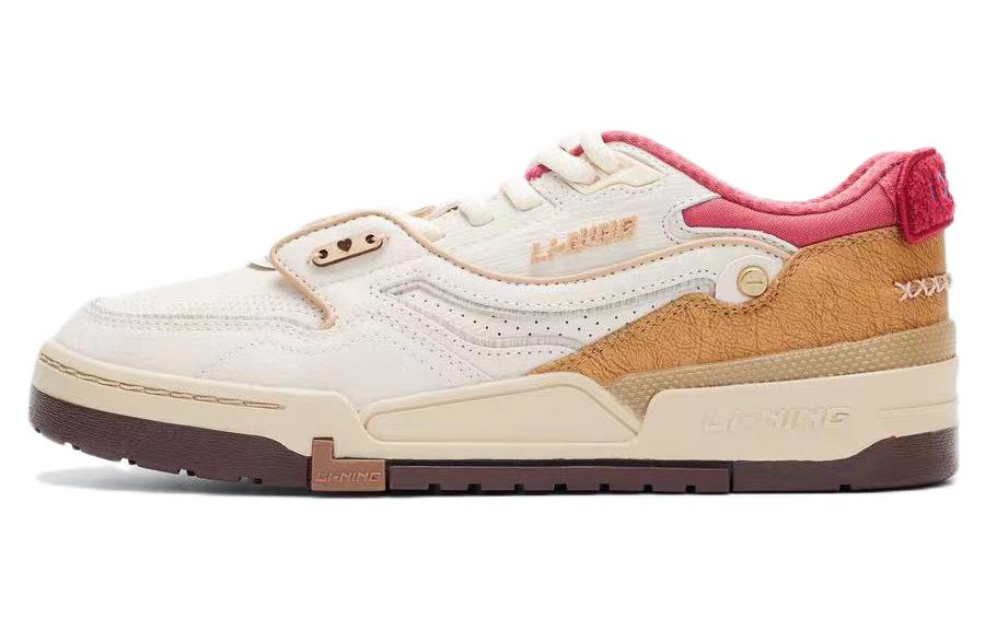 Disney x LiNing 001 BTC Slip Resistant Abrasion Resistant Low top Skateboard Shoes Men's White Brown