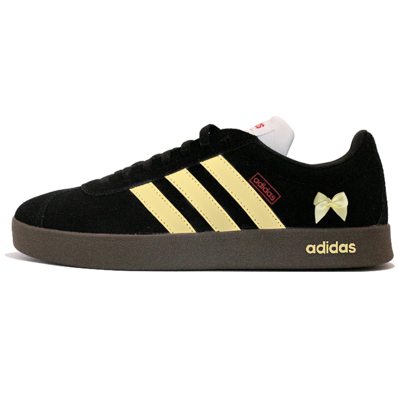 Adidas Neo VL Court 2.0 Wear-Resistant Low-Top Skateboard Shoes Unisex Black Yellow