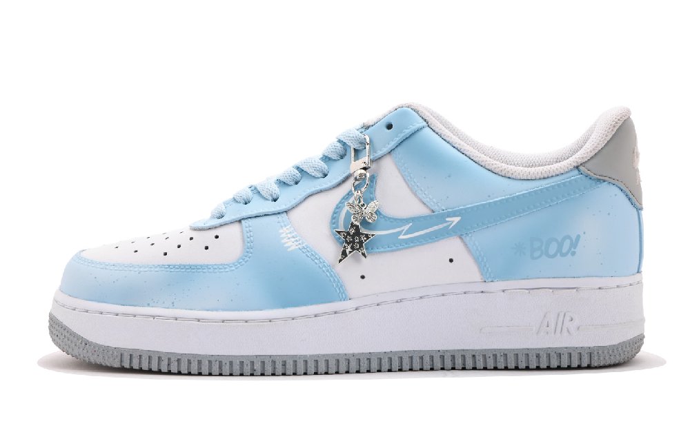 Nike Air Force 1 Coverage Abrasion Resistant Low Top Skateboard Shoes Unisex Blue White