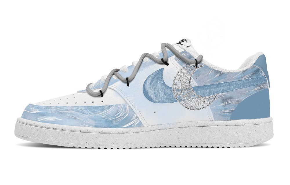 Nike Court Vision 1 Low Top Skateboard Shoes Men's Light Blue