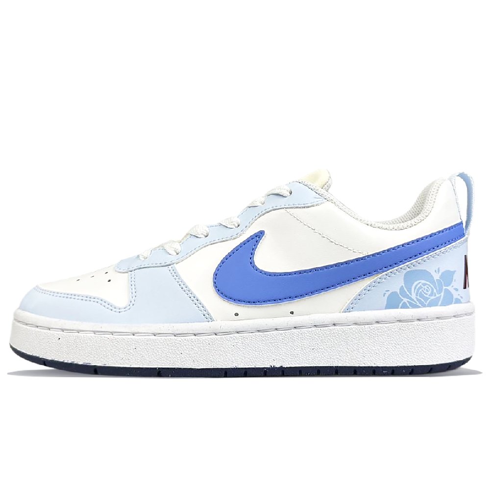 Teenagers Nike Court Borough Abrasion-Resistant Slip-Resistant Low-Top Kids' Skateboarding Shoes Blue White