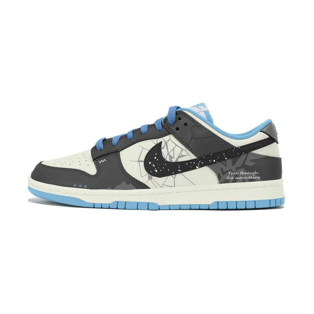 Nike Dunk Anti-Slip Wear-Resistant Low-Top Skateboard Shoes Unisex Blue Black