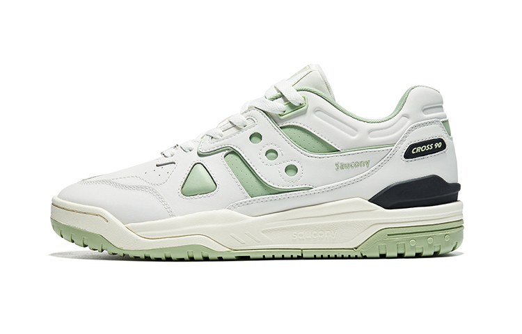 Saucony Cross 90 Shock Absorbers With Slip Resistant Thermal Protection Skateboard Shoes Unisex White Green
