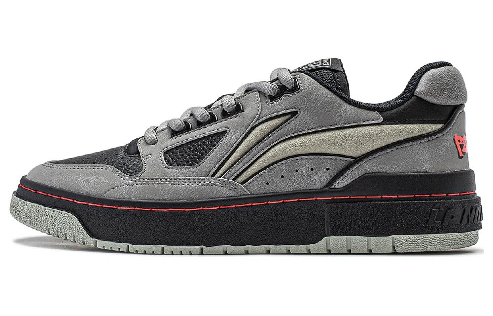 LiNing Rookie Cushioned Slip-Resistant Lightweight Rebound Low-Top Vintage Basketball Shoes Unisex Gray