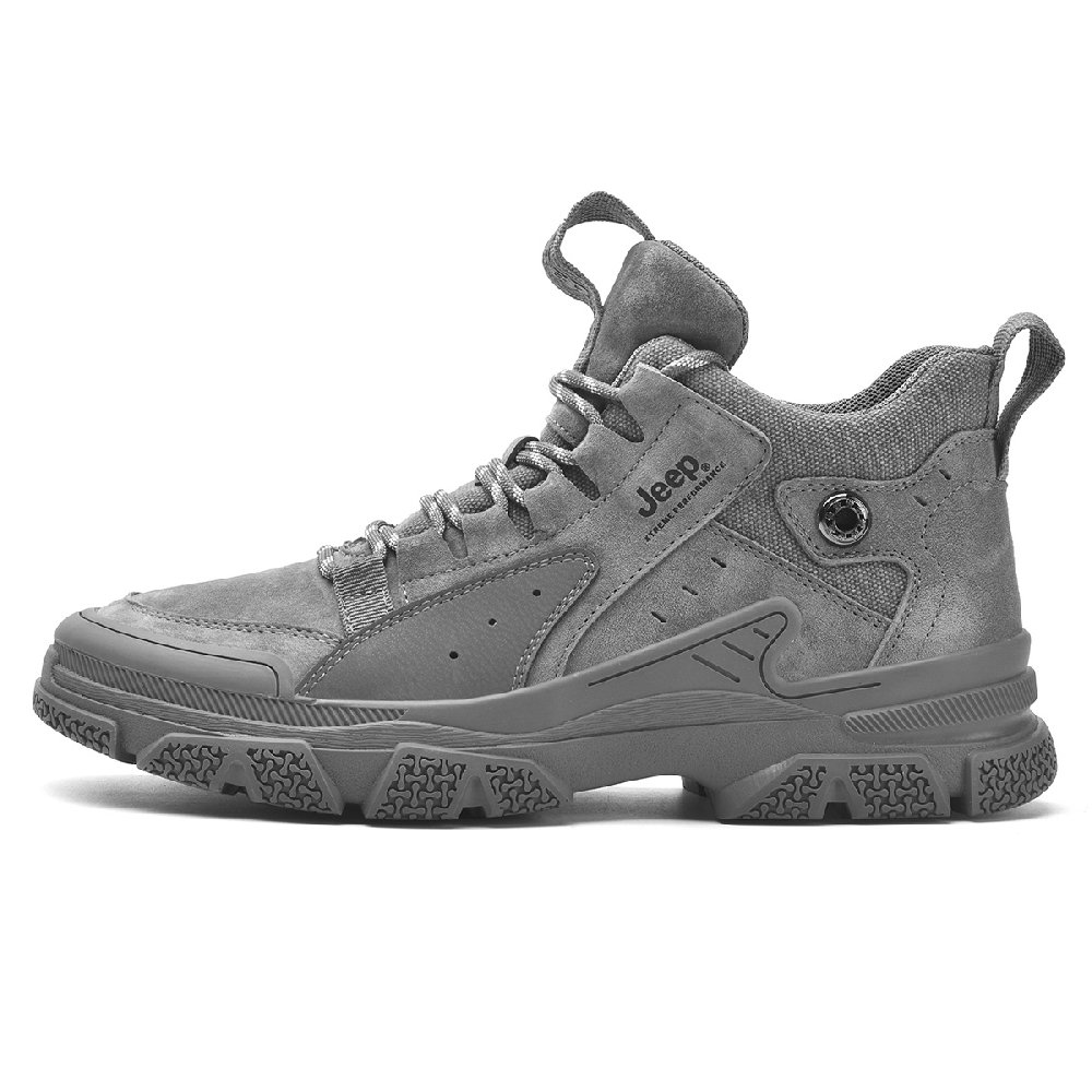Jeep Anti-Slip Wear-Resistant Mid-Top Outdoor Shoes Men's Gray