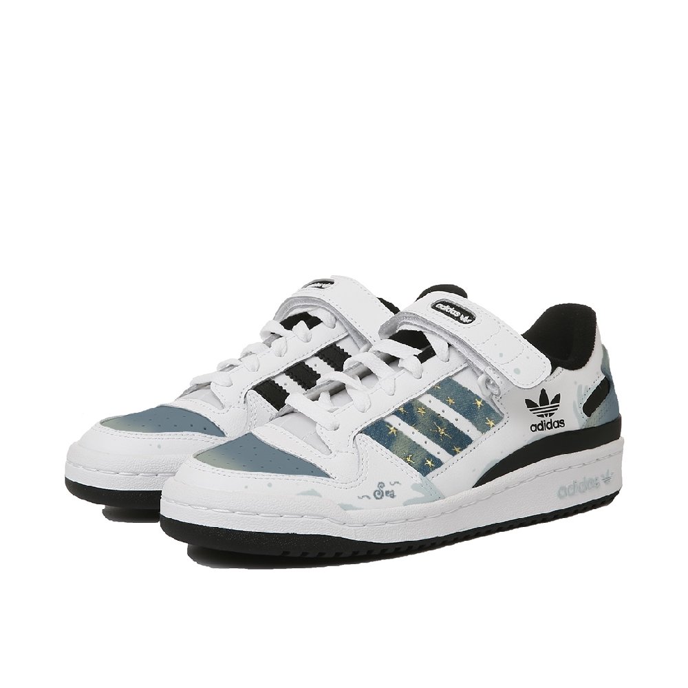 Adidas Originals FORUM Wear-Resistant Low-Top Skateboard Shoes Unisex Black White Blue
