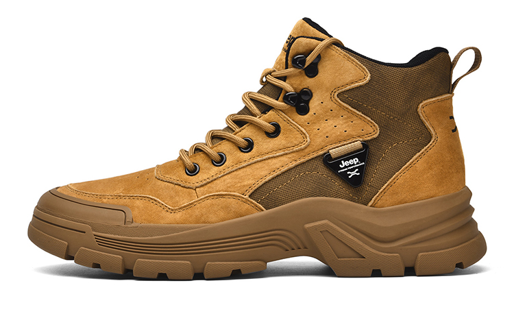 Jeep Breathable Thermal Abrasion Resistant Cushioning Short Outdoor Boots Unisex Earth Yellow
