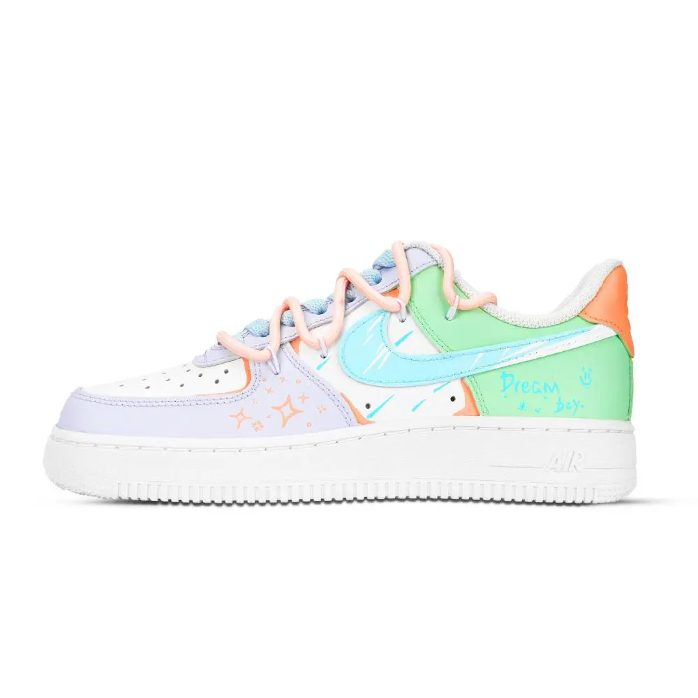 Nike Air Force 1 Dream Starry Path Abrasion Resistant Low top Skateboard Shoes Unisex Purple Blue Green