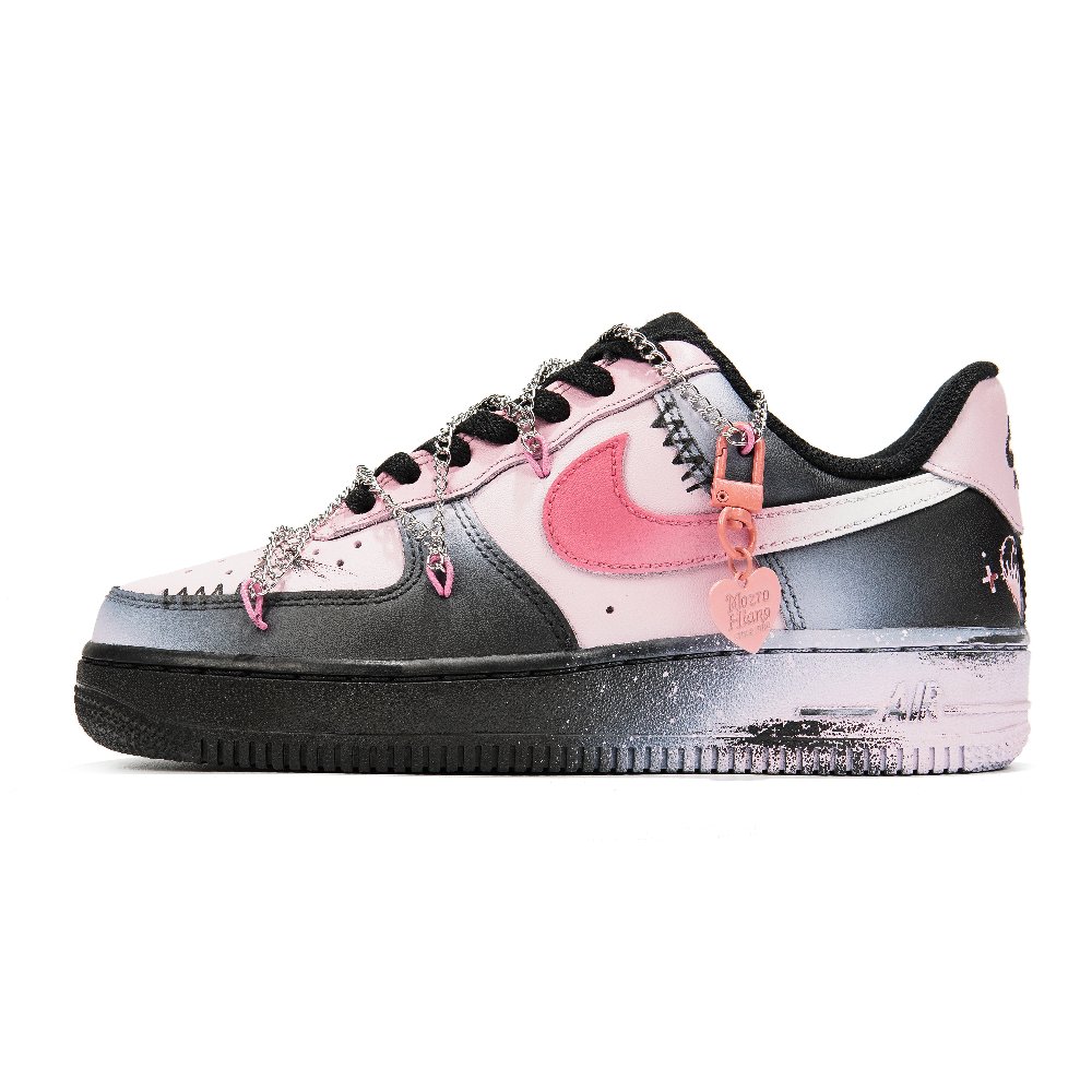 Nike Air Force 1 Low-Top Skateboard Shoes Women's Black Pink