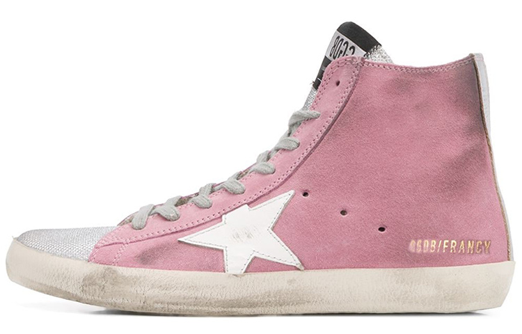 Golden Goose Francy Anti-Slip Wear-Resistant High-Top Canvas Shoes Women's Pink