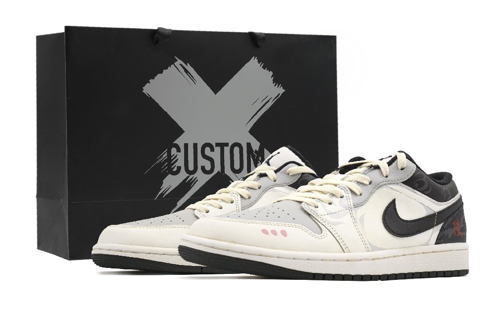 JORDAN Air JORDAN 1 Vintage Basketball Shoes Men Low Top Gray Black
