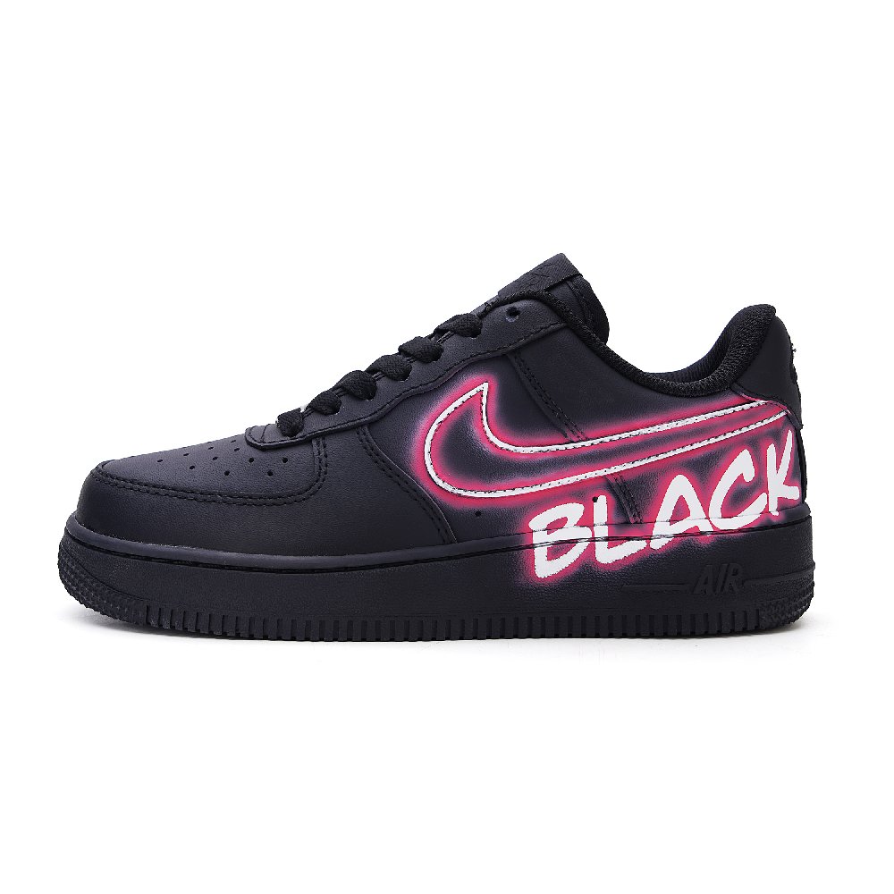 Nike Air Force 1 Coverage Wear-Resistant Height Increasing Low-Top Skateboard Shoes Unisex Black
