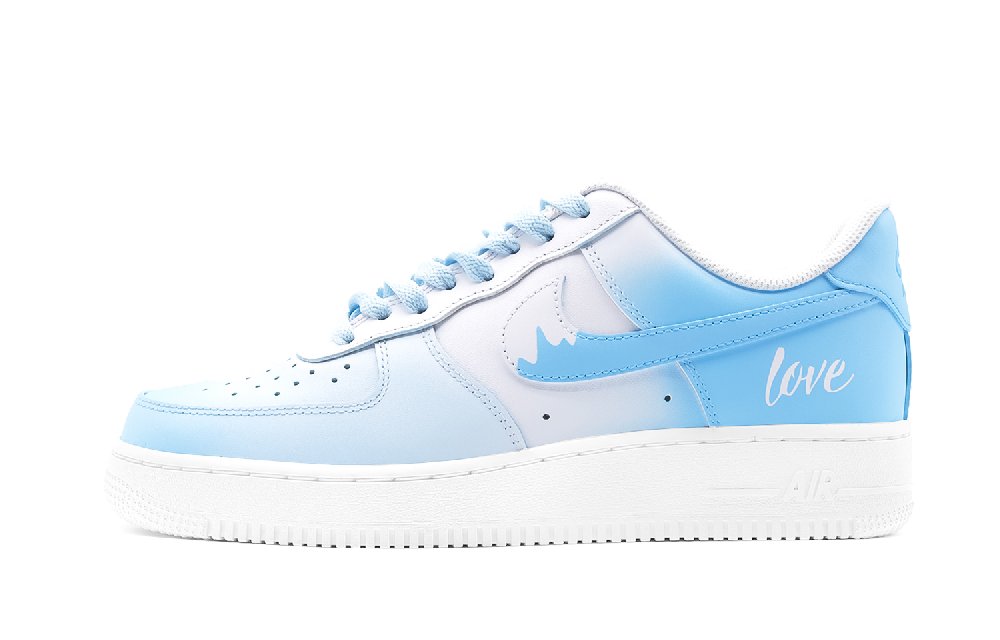 Nike Air Force 1 Love Collection Ice Blue Low-Top Skateboard Shoes Men's