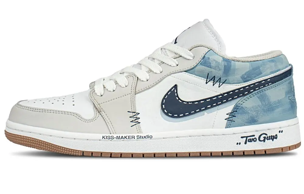 Jordan Air Jordan 1 Low top Vintage Basketball Shoes Men's White Blue