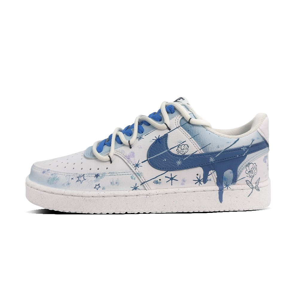 Nike Court Vision 1 Blossom Heart-Fluttering Slip-Resistant Coverage Low-Top Skateboard Shoes Unisex Blue