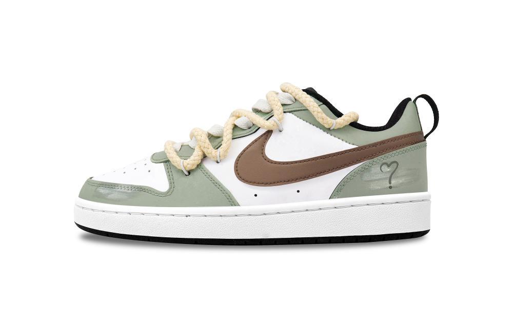 Nike Court Borough Low Mori Border Non slip Lightweight Low Top Skateboard Shoes GS Green White