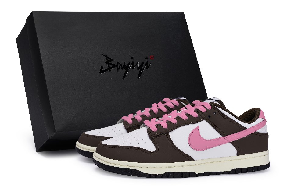 Nike Dunk 811 Manufacturing Anti-Slip Wear-Resistant Low-Top Skateboard Shoes Unisex Brown White Rose Red
