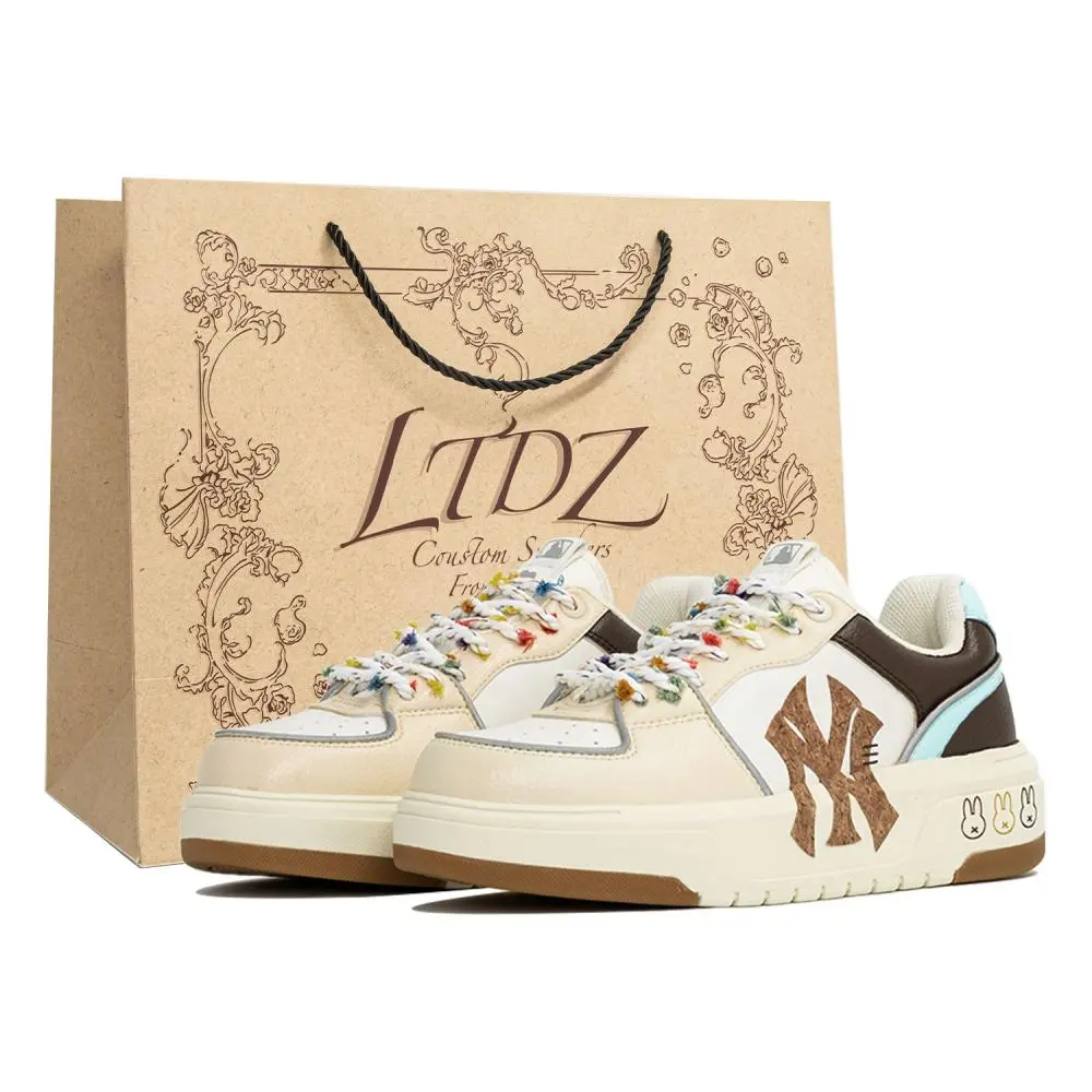MLB Chunky Liner LTDZ Candy, Shopping Bag Abrasion Resistant Low top Skateboard Shoes Unisex White Brown