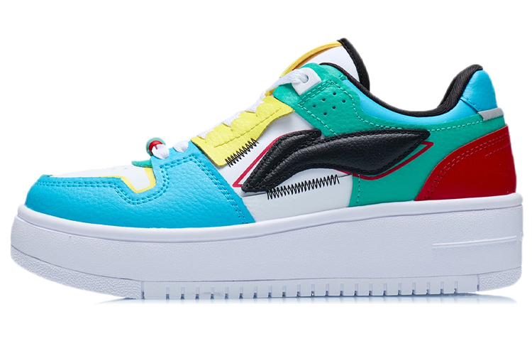 LINING Tianji Series Skateboard Shoes Women's Low-Top Standard White/Dolphin Blue/Teal