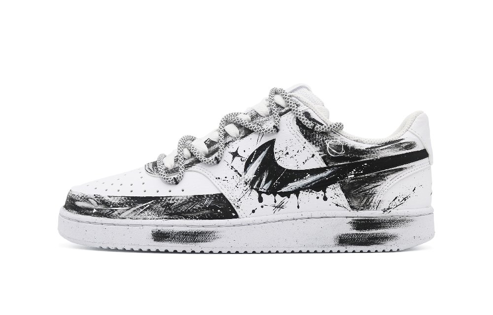 Nike Court Vision 1 Low Top Skateboard Shoes Unisex Black White