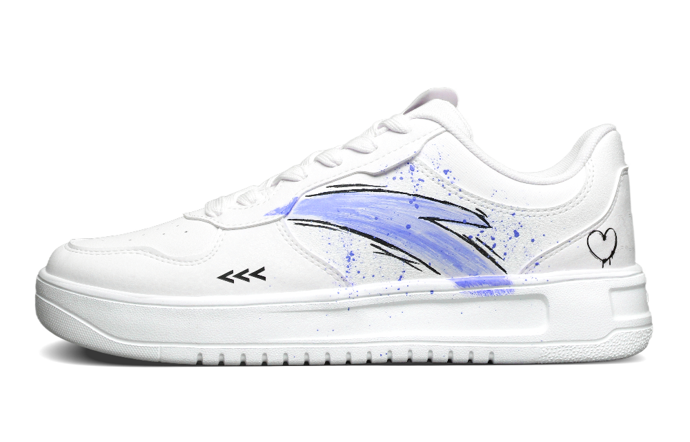 Anta Life Collection Slip Resistant Shock Absorbers Low Top Skateboard Shoes Men's White Blue