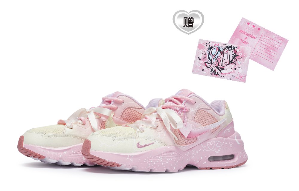 Nike Air Max Fusion Anti-Slip Wear-Resistant Low-Top Marathon Running Shoes Women's Custard Pink