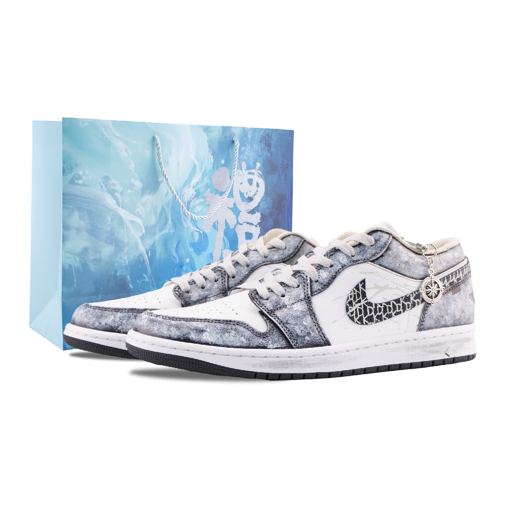 Jordan Air Jordan 1 Low Top Vintage Basketball Shoes Unisex Light Gray