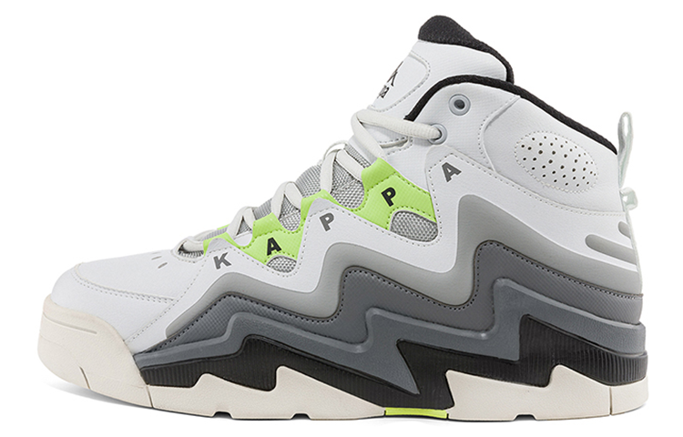 Kappa Anti-Slip Wear-Resistant Mid-Top Vintage Basketball Shoes Unisex Gray Green