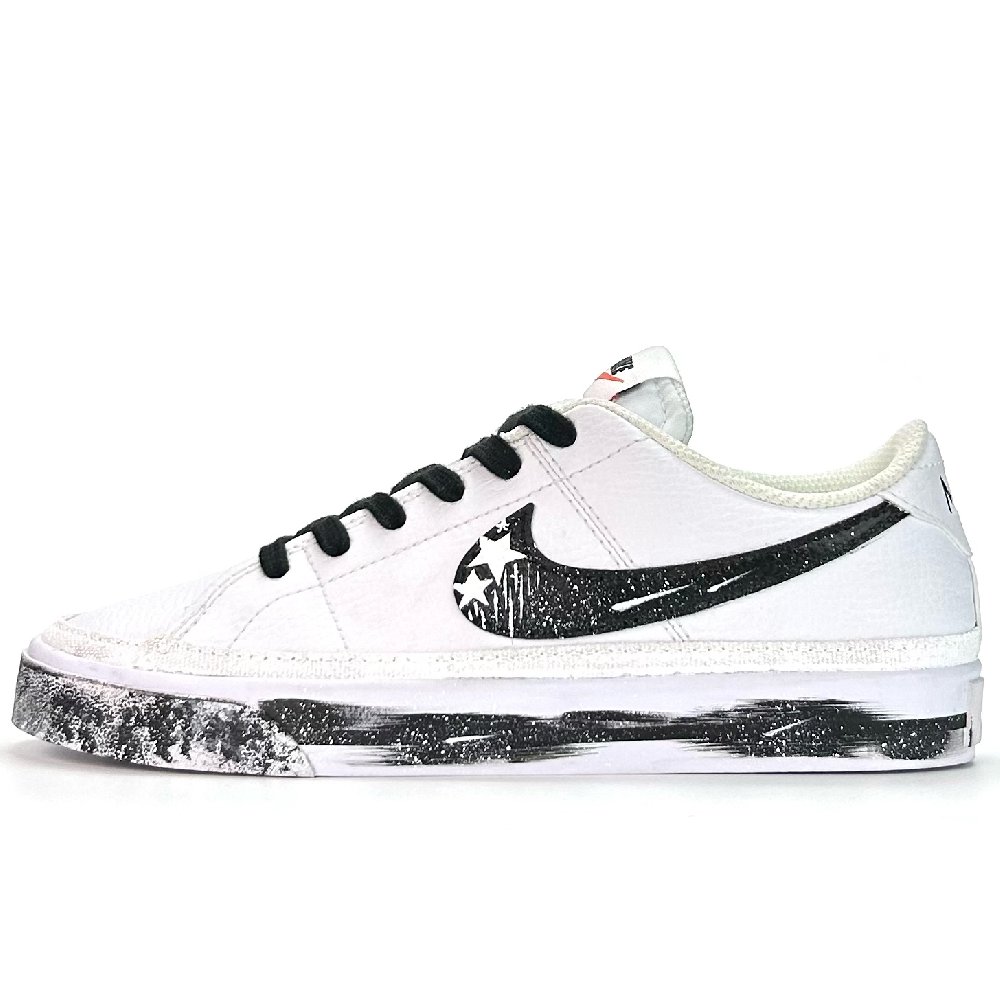 Nike Court Legacy YU Style In Motion, Star Wear resistant And Lightweight Low Top Skateboard Shoes Unisex Black White