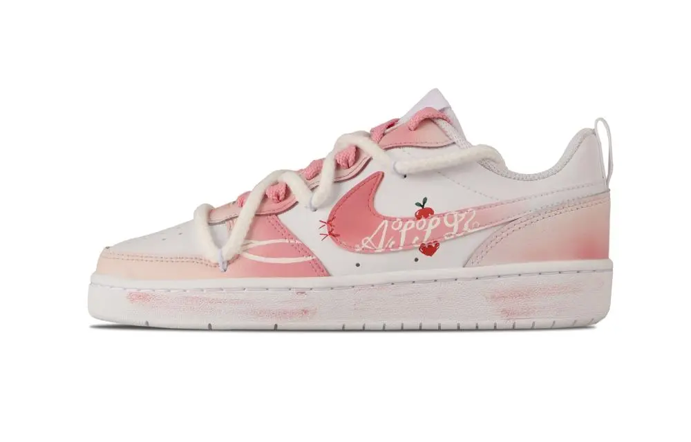 Nike Court Vision 1 Apple Paradise Abrasion Resistant Low Top Skateboard Shoes Unisex Peach