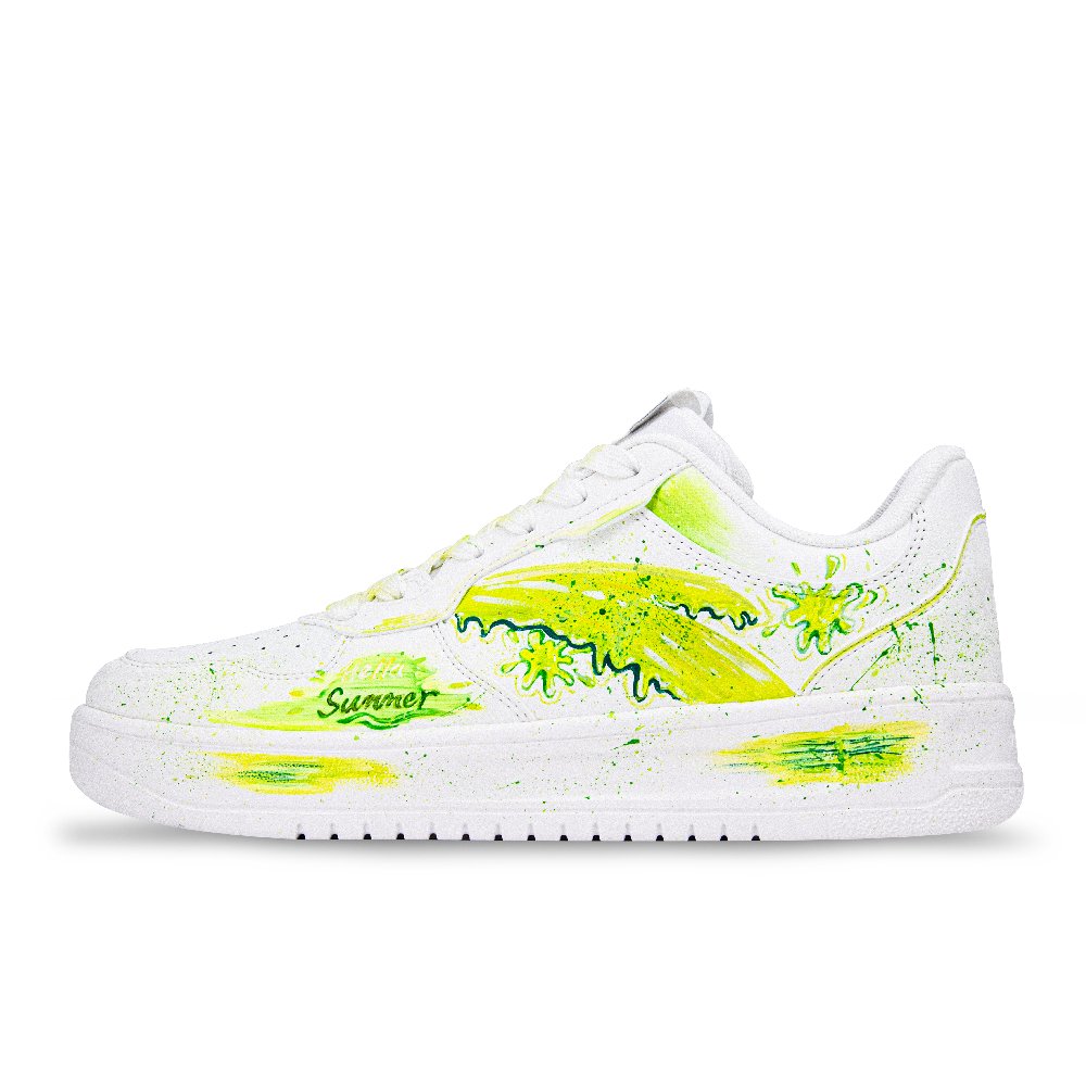 Anta Relaxed Anti Slip And Wear Resistant Height Increasing Low Top Skateboard Shoes Unisex Green White
