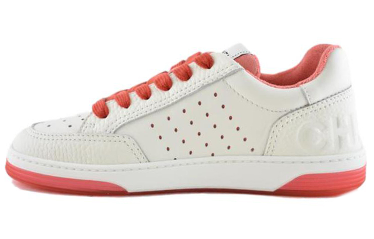 CHANEL 22P Collection Low Top Stylish Skateboarding Shoes Women's White Red