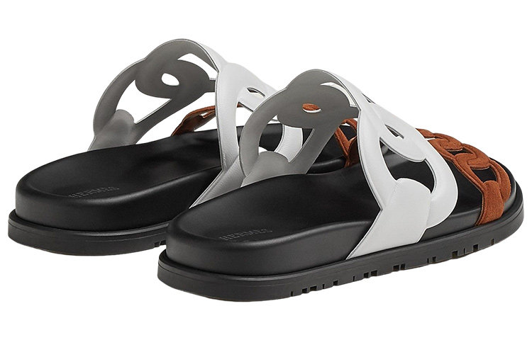 HERMES Extra Slide Slippers Women's White Brown