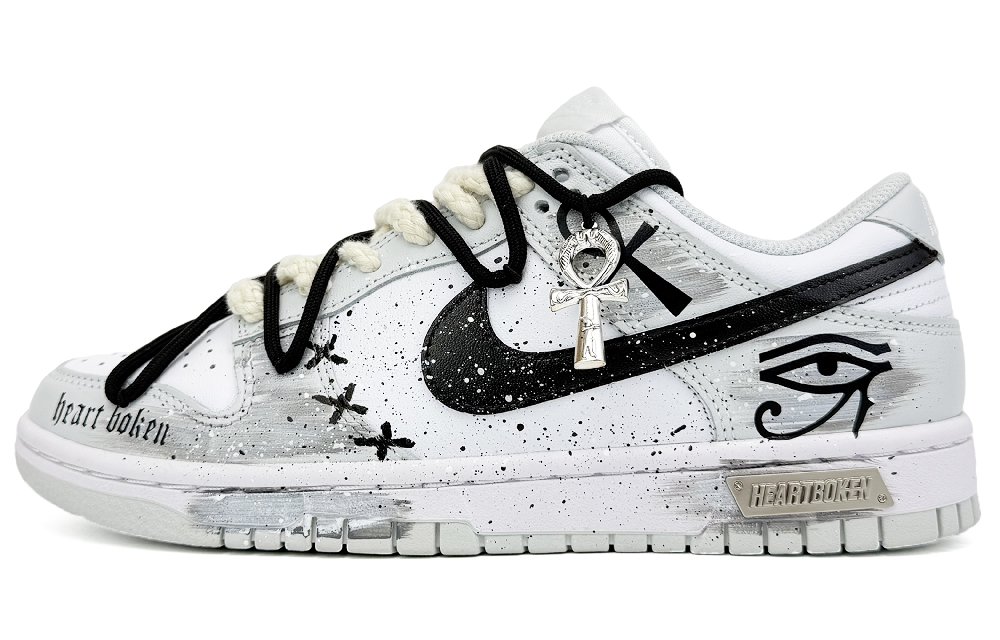 Nike Dunk Anti-Slip Wear-Resistant Low-Top Skateboard Shoes Unisex Gray White