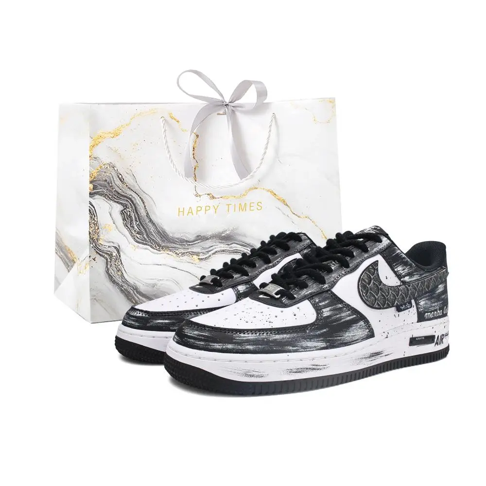 Nike Air Force 1 Abrasion Resistant Low top Skateboard Shoes Unisex Black White