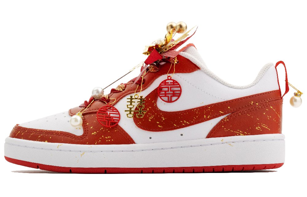 Nike Court Borough 2 Slip-Resistant Low-Top Skateboard Shoes Women's Red White