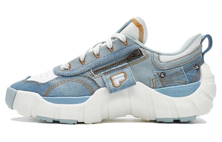 FILA FUSION BONE DX Spine Shoes Cushioning Wear-Resistant Low-Top Chunky Sneakers Women's White Blue