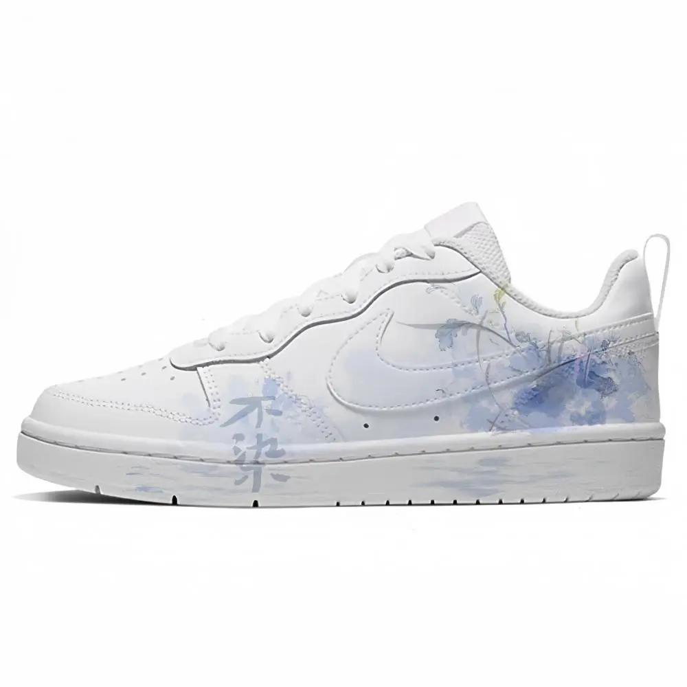 Nike Court Borough Abrasion Resistant Low top Skateboard Shoes Women's White Blue
