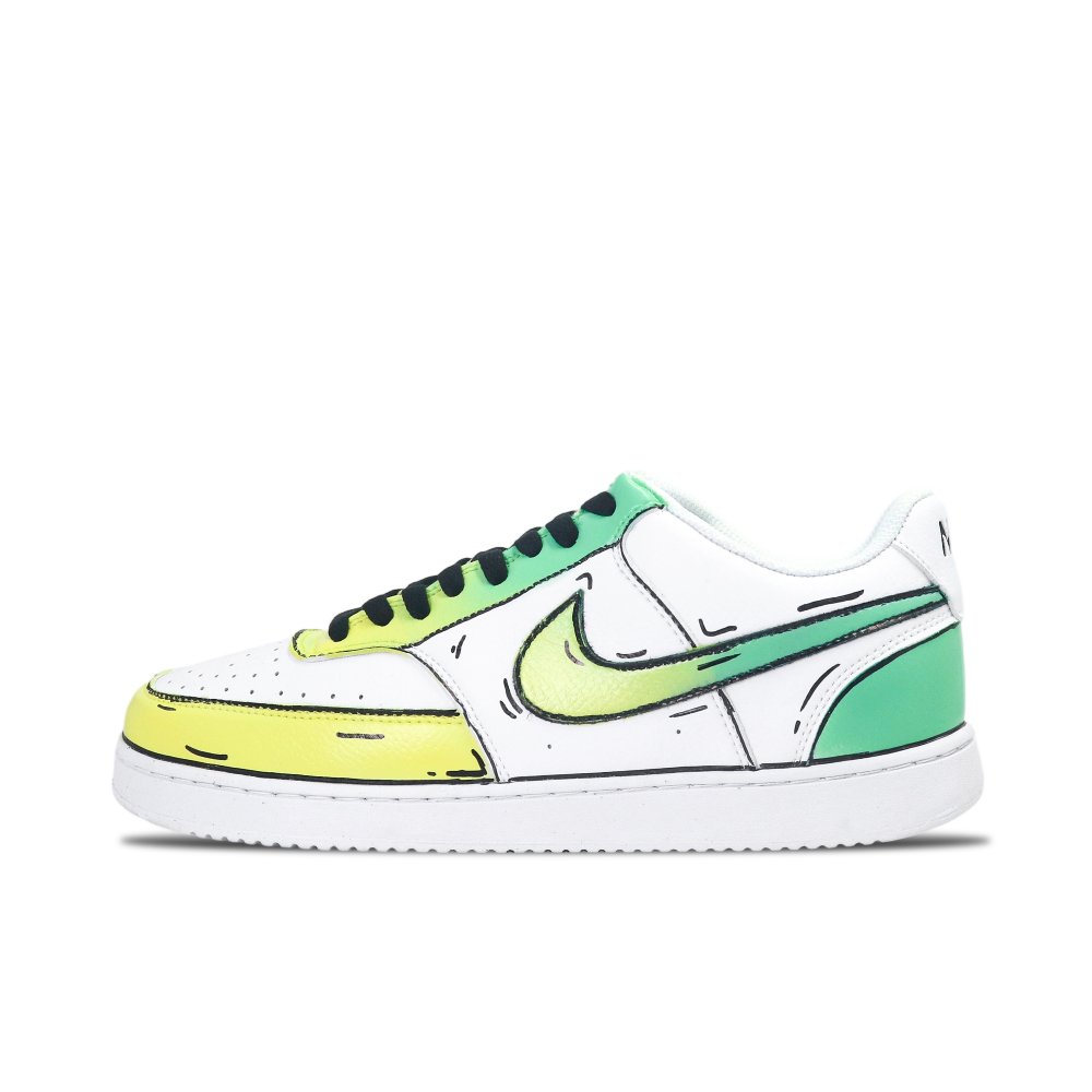 Nike Court Vision 1 Lime Mango Abrasion Resistant Low Top Skateboard Shoes Men's Yellow White Green