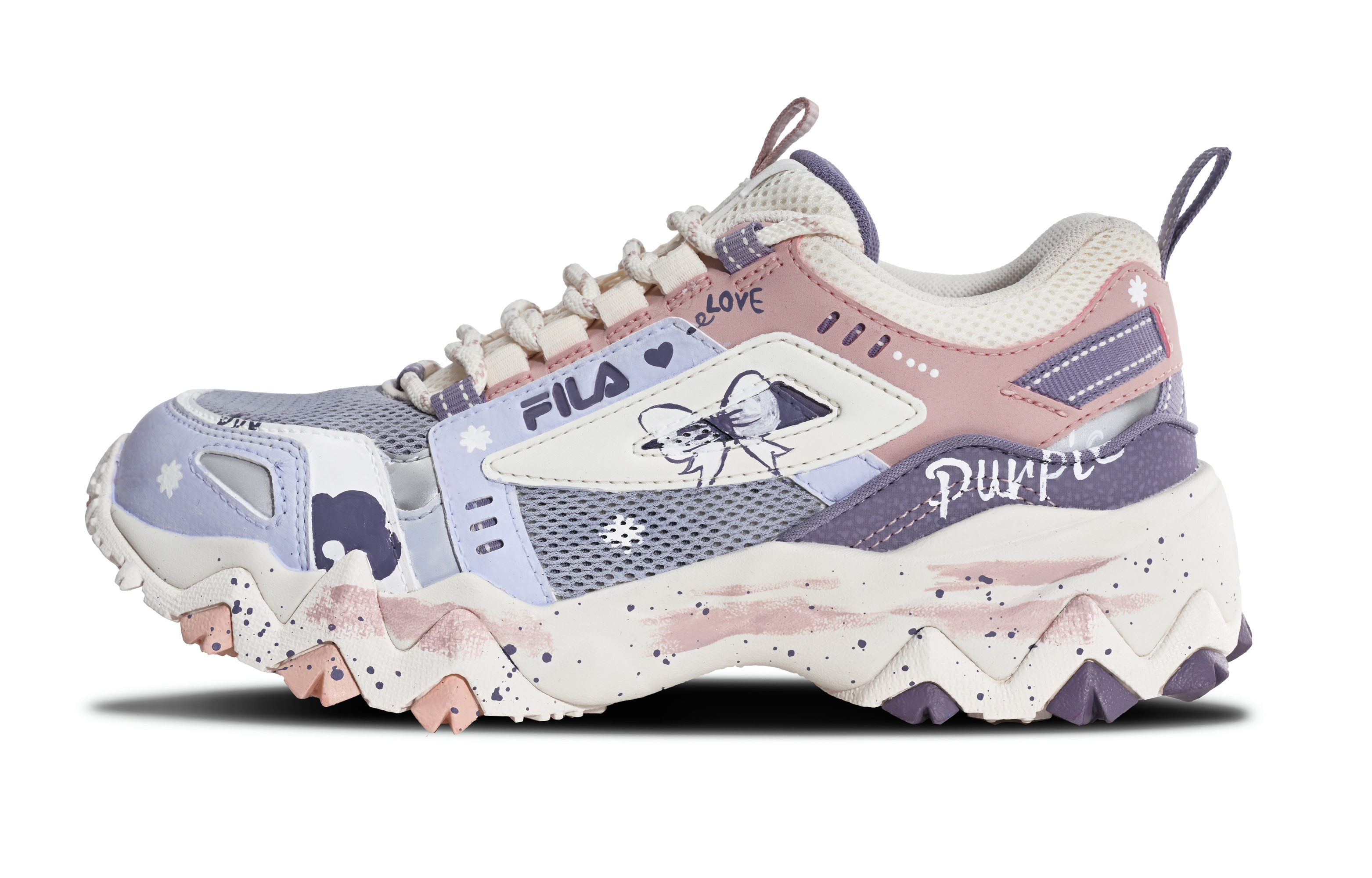 FILA Oakmont Star Wish Purple Dream Cushioned Slip-Resistant Breathable Low-Top Casual Shoes Women's Pink Purple