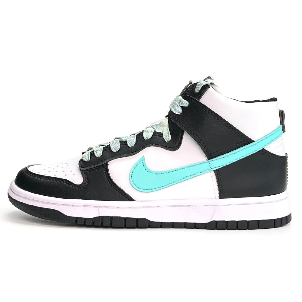 Nike Dunk Blues Moments Slip Resistant High Top Skateboard Shoes Unisex Black White Blue