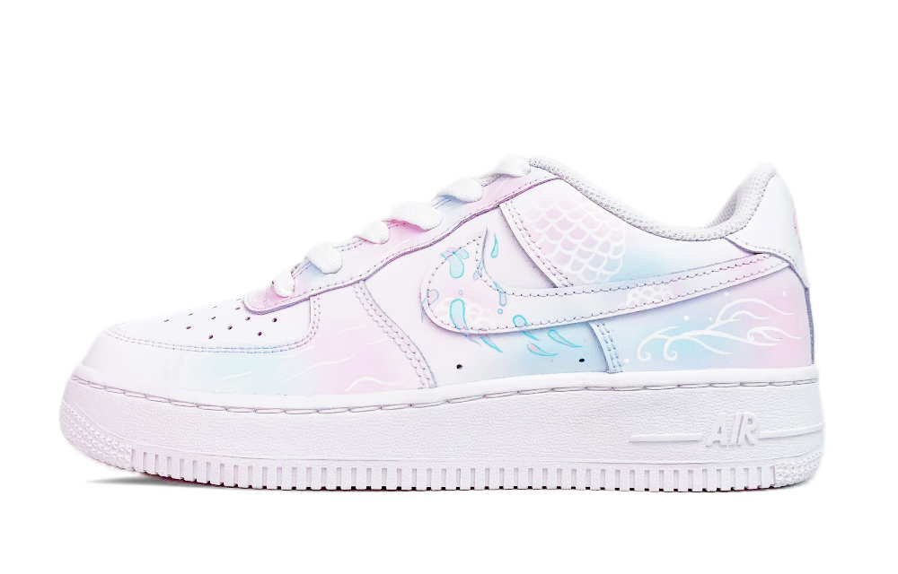 Nike Air Force 1 Wear resistant And Lightweight Low Top Skateboard Shoes Women's White Pink Blue