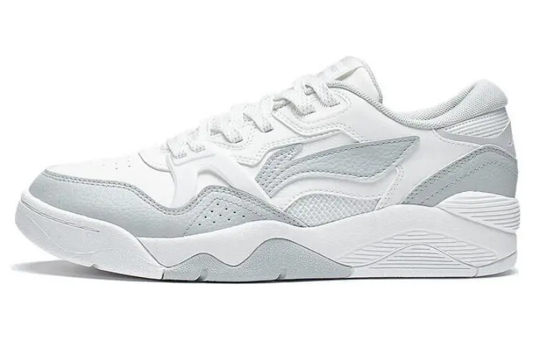 LiNing Basketball Culture OG 90 Abrasion Resistant Breathable Low top Vintage Basketball Shoes White Gray