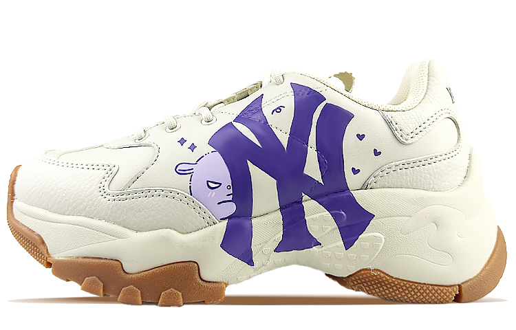 MLB Big Ball Chunky Anti-Slip And Wear-Resistant Balance Height Increasing Low-Top Chunky Sneakers Unisex Yellow Purple